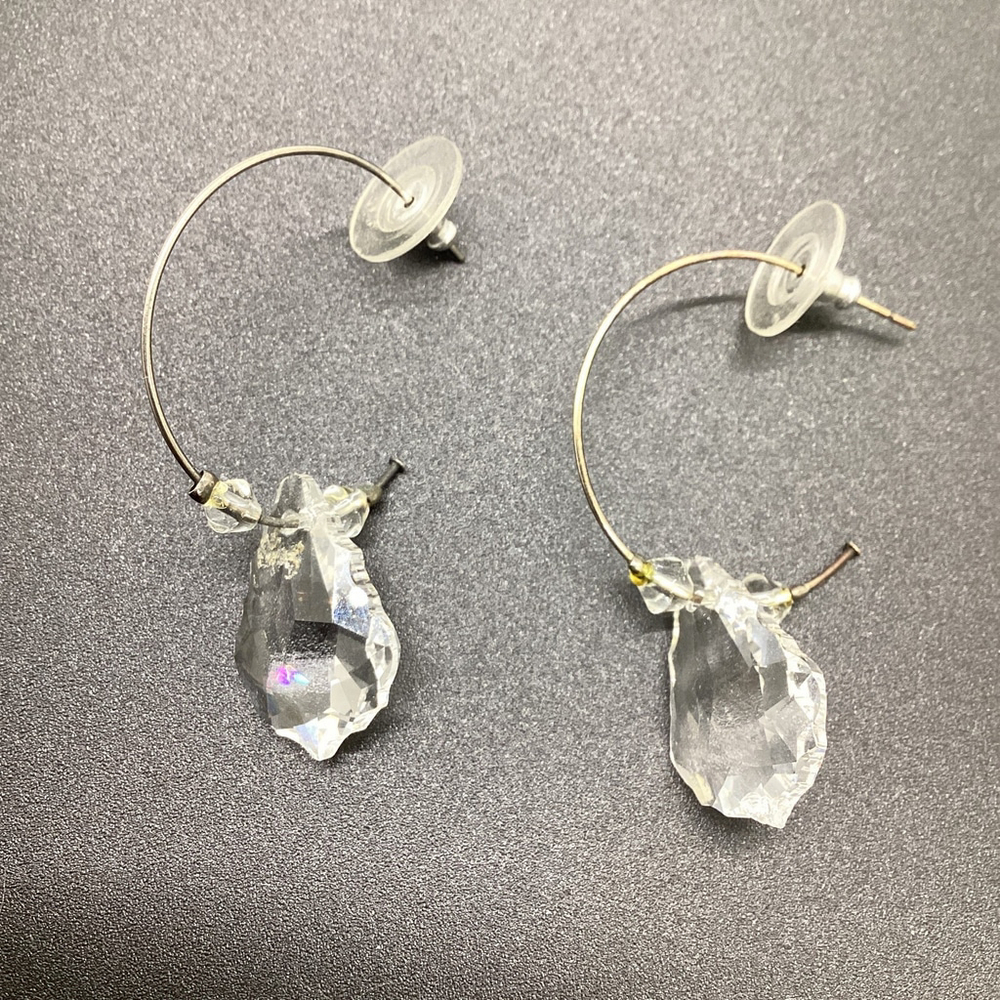Half Hoop With Sparkly Crystal Pierced Earrings - Picture 1 of 5